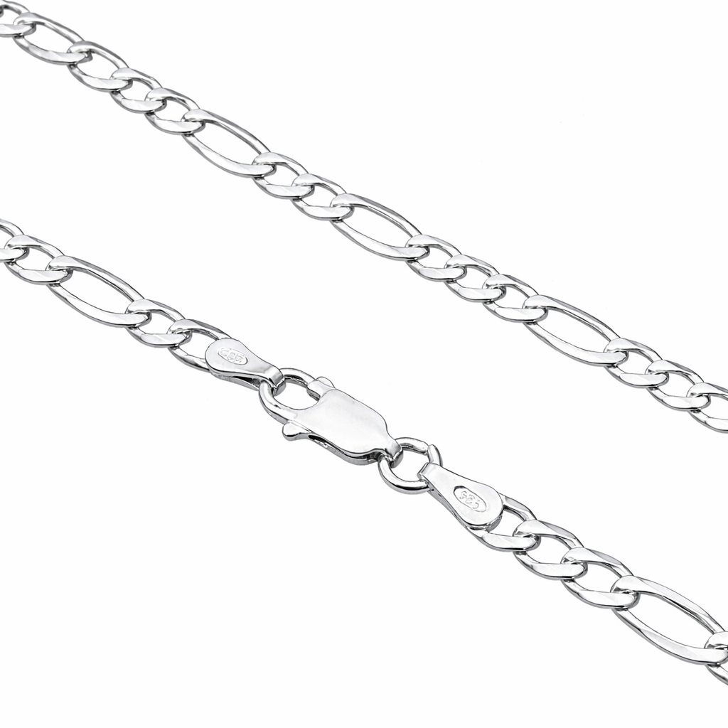 Corrente 3 por 1 Fígaro 4mm - 60cm - Prata 925