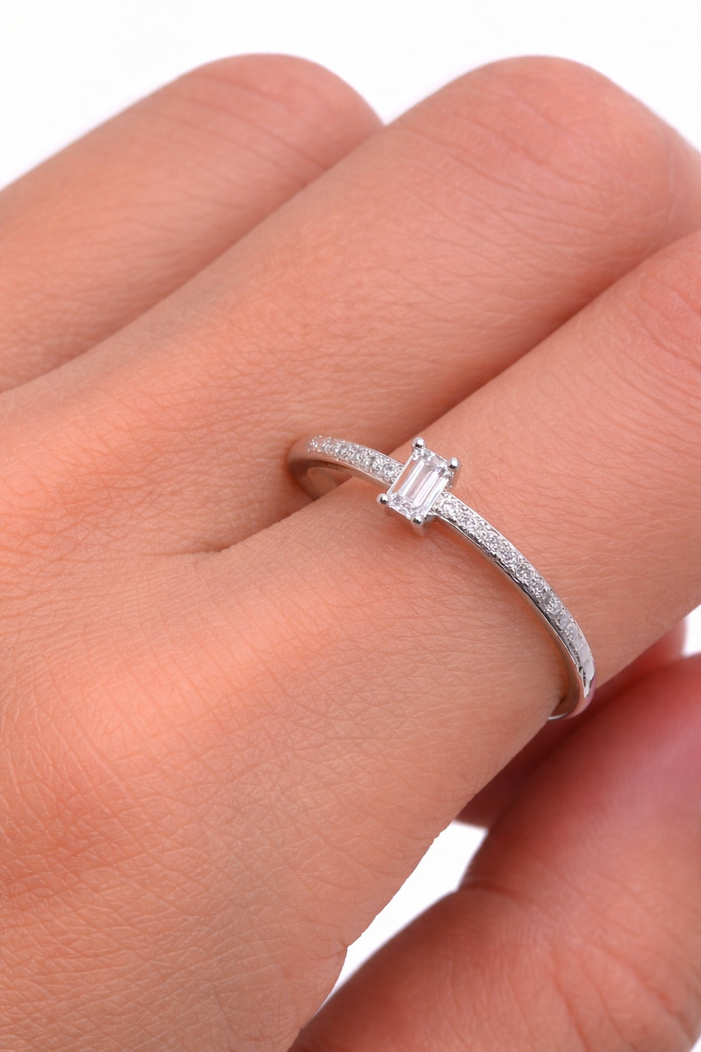Solitaire Ring with Rectangular Stone