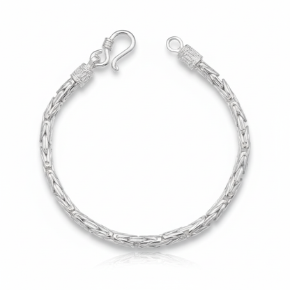 Pulseira Bali White Anzol 4mm - Prata 925 - Fundo Branco
