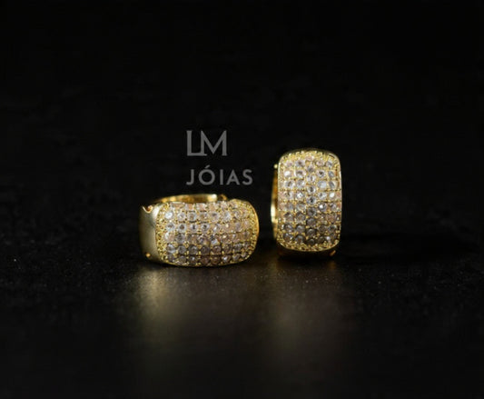 Brinco Dourado Cravejado