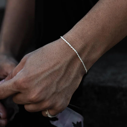 Pulseira Rope Elo Baiano 1,8mm - Prata 925